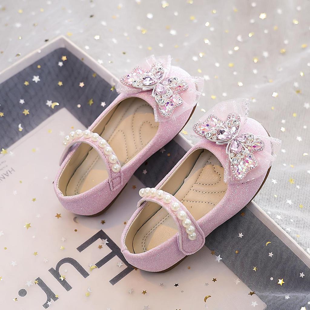 2025 Frühling & Herbst Kristall Mary Janes: Prinzessin Lederschuhe für Mädchen im Alter von 3-6 Jahren