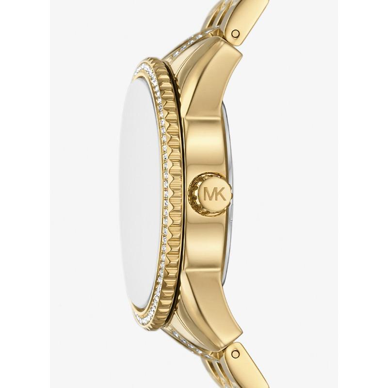 Michael Kors Mini Bryant Pavé Logo Gold-Tone Watch MK7540