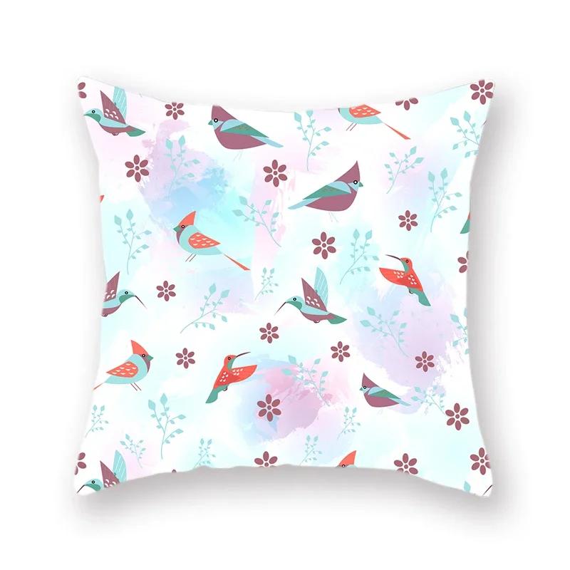 Pastoral Small Flower Pattern Polyester Throw Pillow Cover Decorative Pillowcase Floral Sofa Chair Bedroom Cushion Cover 45X45Cm