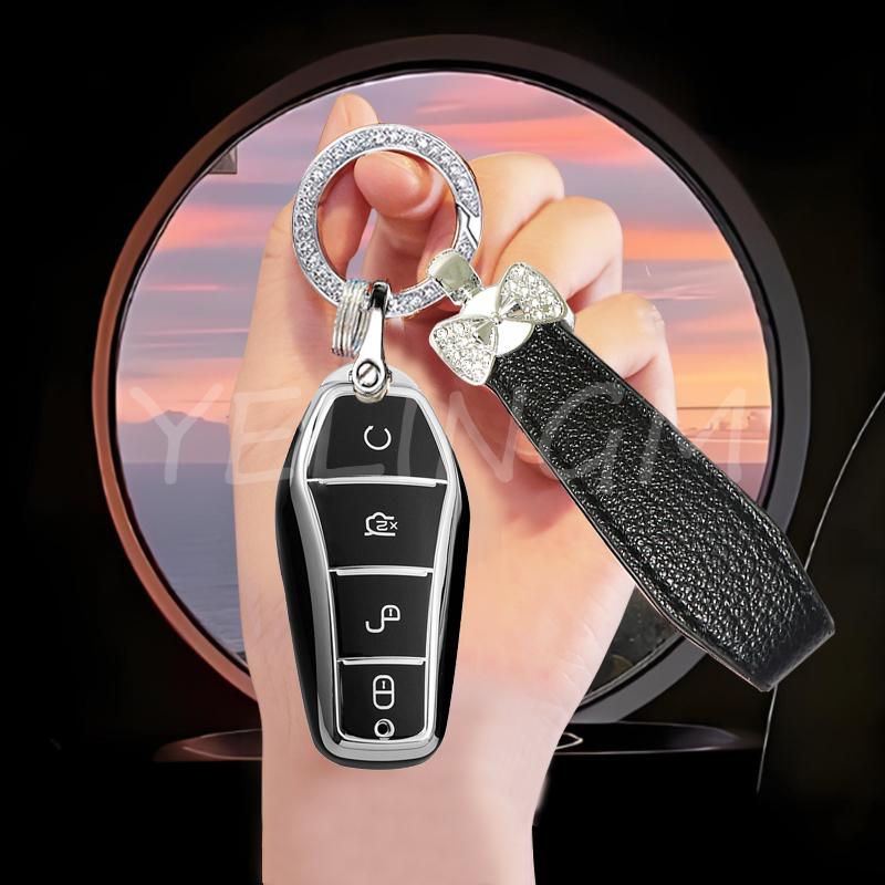 Soft Tpu Car Remote Key Case Fob For Byd Qin Plusdmi Atto 3 Han Ev Dolphin Protection Cover Shell Auto Interior Accessories