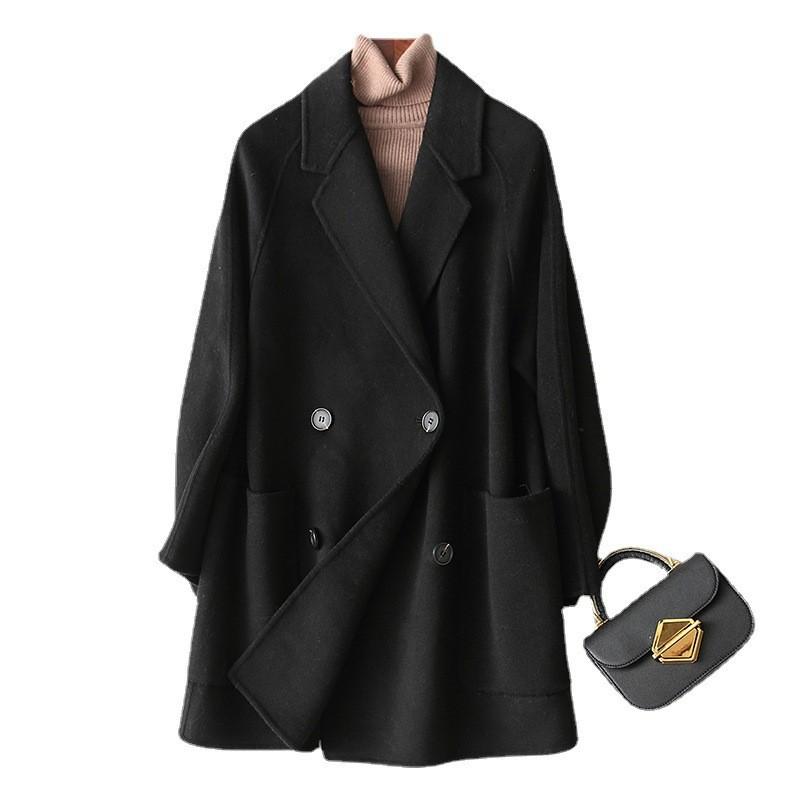 Double-sided cashmere coat women's short loose small 100% wool coat women's