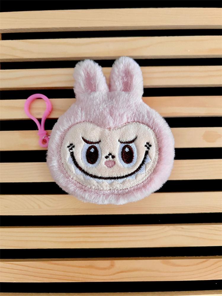 

Creative Plush Rabbit Coin Purse & Earphone Bag - Cute, Portable, Round Cartoon Design With Colorful Pearls