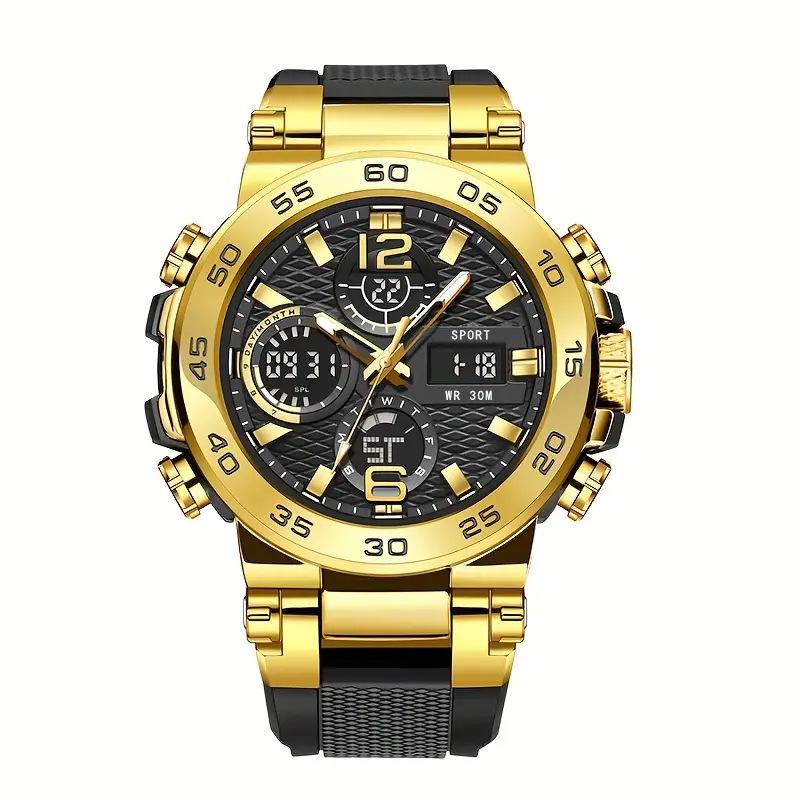 Trendy Waterproof Dual Display Quartz Sports Watch for Junior High