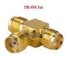 Gold-Plated SMA Female Tee Adapter, 3-Way with External Threads