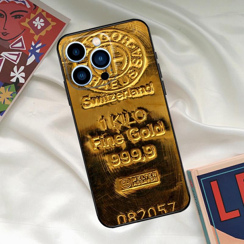 Switzerland Fine Gold Phone Case For iPhone 16 14 13 12 11 15 17 Pro Max 15 16 Plus 13 Mini 16e 17 Air Funda Cover