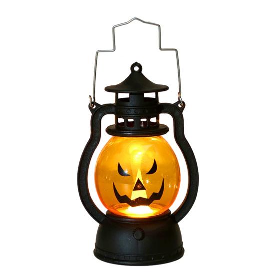 Halloween Pumpkin Lantern with LED Light Portable Retro Horse Lantern B