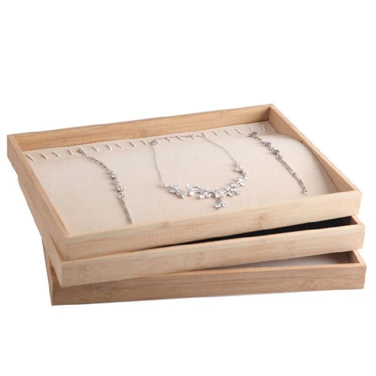 Wood Jewelry Display Tray for Necklaces Bracelets Pendant Stackable Organizer