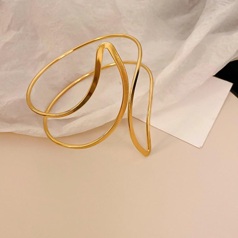 Minimalist Double-Layer Hollow Armlet: European & American Style, Exaggerated & Fashionable High-End Bracelet