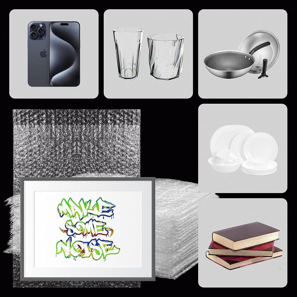 100PCS Clear Bubble Pouches Wrap Bags, 8 x 12 Inch Bubble Out Bag Pouch for Packing & Shipping, Double Layer Bubble Cushion Wrap Bags Protective