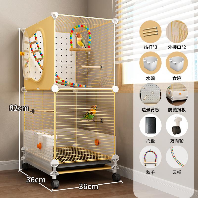 Gaiola Grande para Pássaros Papagaios com Design Anti-Espalhamento para Calopsitas e Periquitos, Aviário de Luxo para Periquitos Casa de Voo Premium para Animais de Estimação