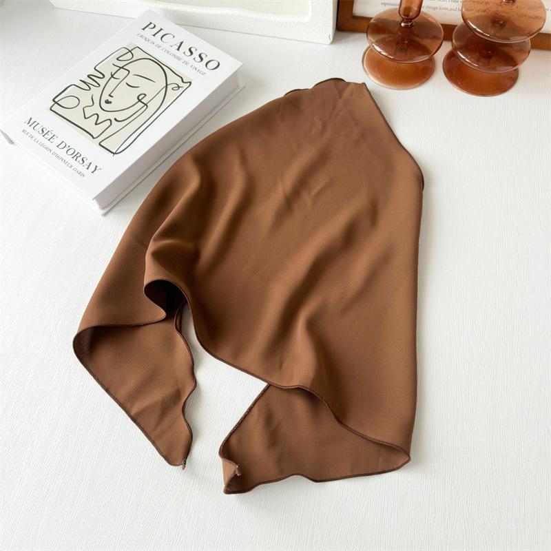 Solid Color Triangle Hair Scarf Retro Head Wrap Minimalist Hair Kerchief Chic Back Tie Headband For Outdoor Travel