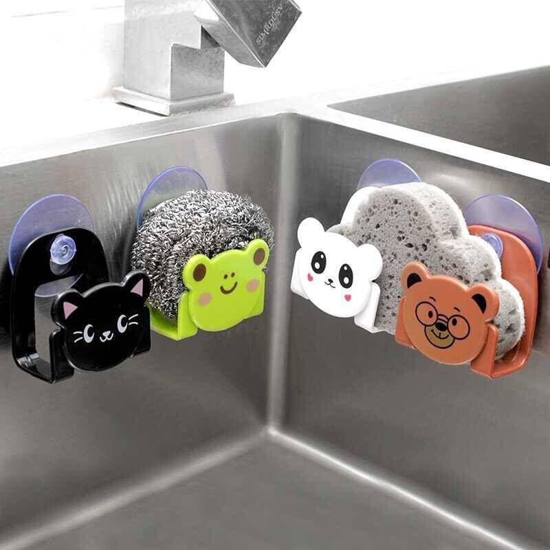 1pcs Organizer Tools Kitchen Accessories Cartoon Sponge Rag Storage Rack Home Decoration For Kitchen Supplies Kitchen Gadgets