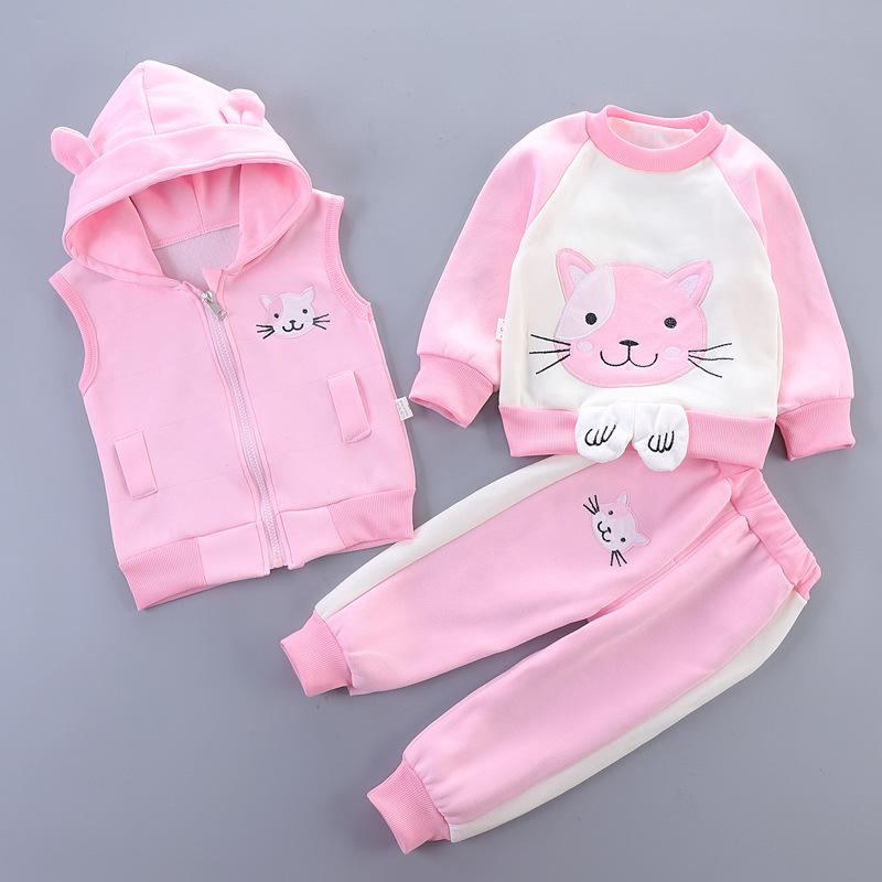 

Детский велюровый костюм-тройка для мальчиков и девочек 0-3 лет: Весна, Осень, Зима 120 cm