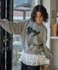 THE GREEN LAB Lovely Cat Crop Sweatshirt [Melange Gray]