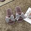 Mao Mao Cotton Slippers 2020 New Autumn and Winter One-word Bow Slippers Indoor and Outdoor Warm Fashion Flat Slippers