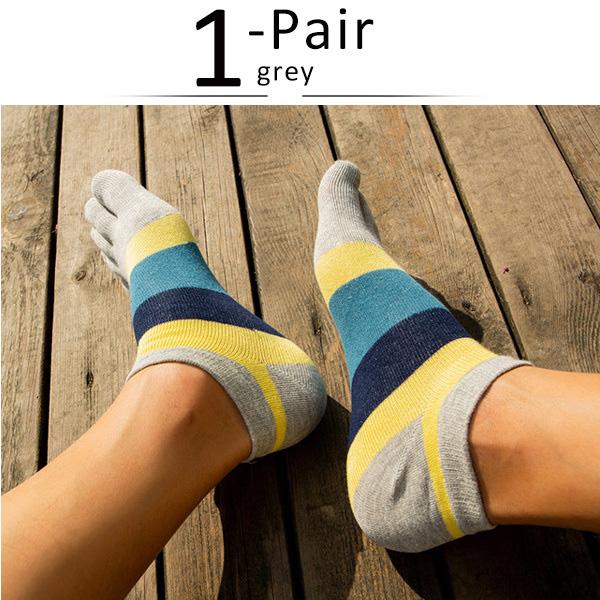 Casual 5 Finger Socks Man Cotton Striped Patchwork Young Fashion Shallow Mouth No Show Invisible 5 Finger Happy Socks Summer