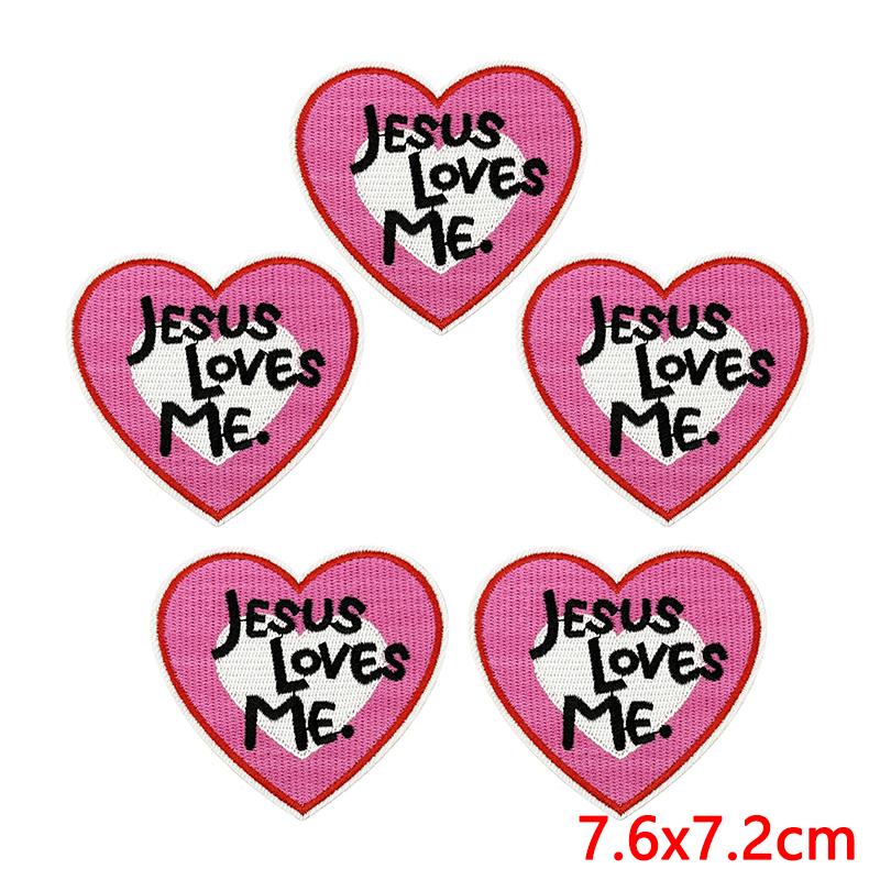 5pcs Wholesale Cartoon Jesus Embroidered For Clothes Iron On Patches For Clothing Hats Backpack Jackets Sew Embroidery Badges