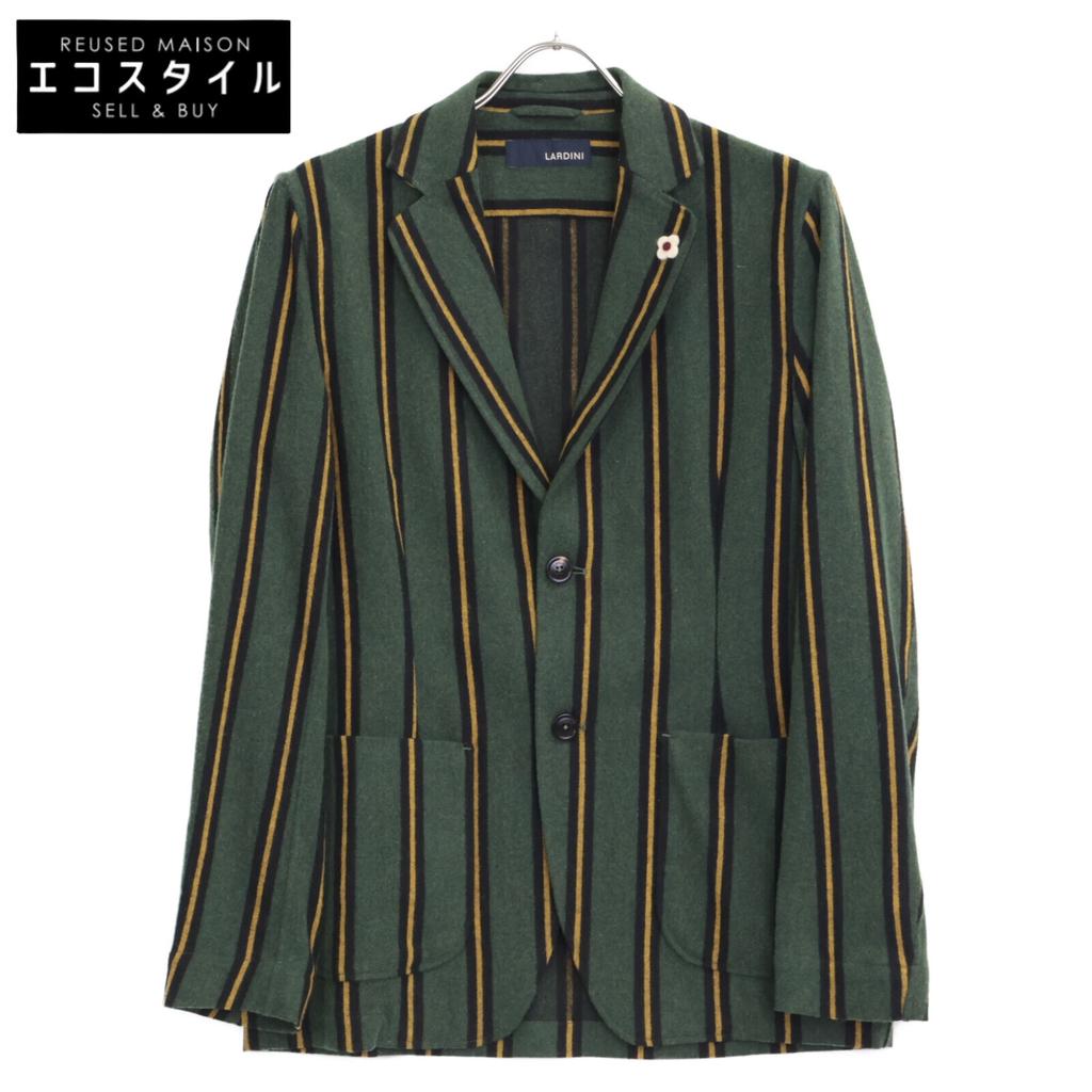 LARDINI JK.1006 Green x Yellow Stripe Boutonniere Tailored Jacket Jacket S greenUsed