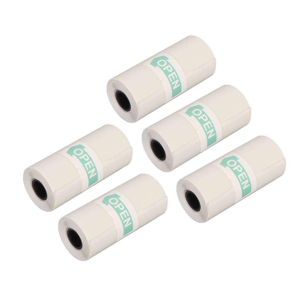 5 Rolls Adhesive Thermal Paper 2.2in Long 1in Wide Printing Transparent Thermal Sticker Paper for Ph