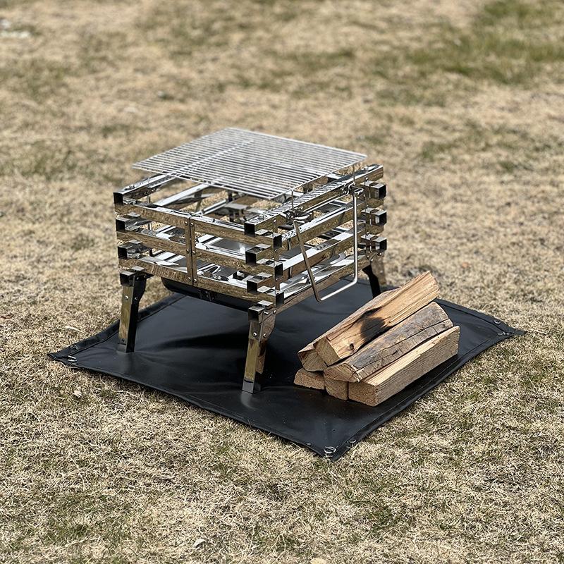 Fireproof Camping Mat - Silicone Heat-Resistant Pad for Fire Pit Grill & Wood Stove, Portable Ground Cover for Outdoor Use