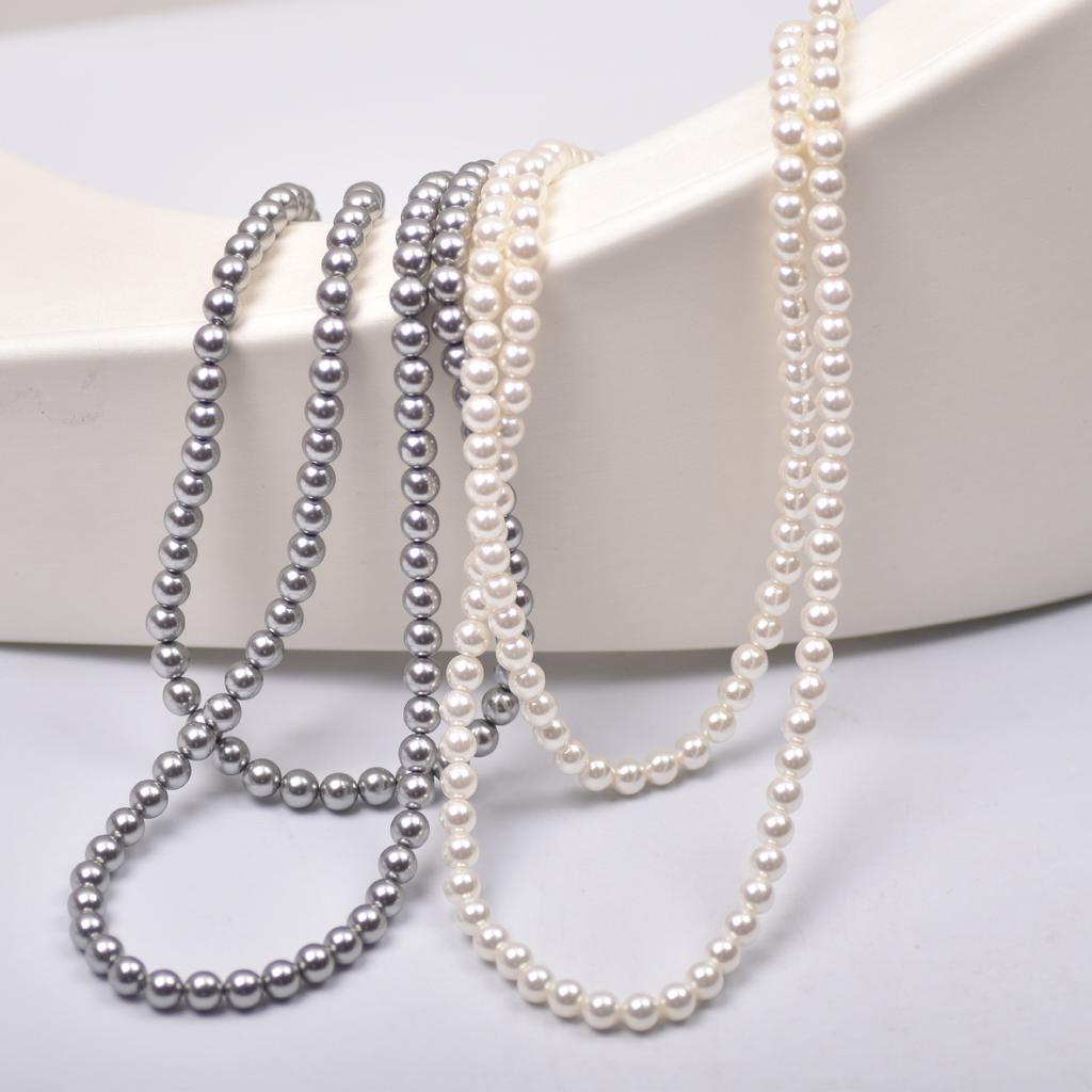 True Hemp Silver Gray Shijia Zhengyuan Strong Light Pearl Necklace Women's Long Multi-layer Sweater Chain New Item Decoration Trend
