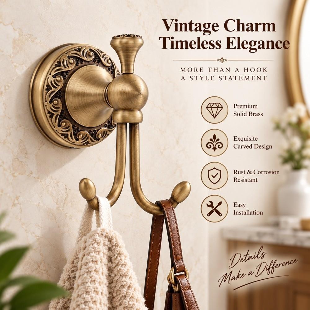 Copper Coat Hook Antique Brass Towels Hook Vintage Clothes Hanger  Home Bathroom Bedroom Kitchen