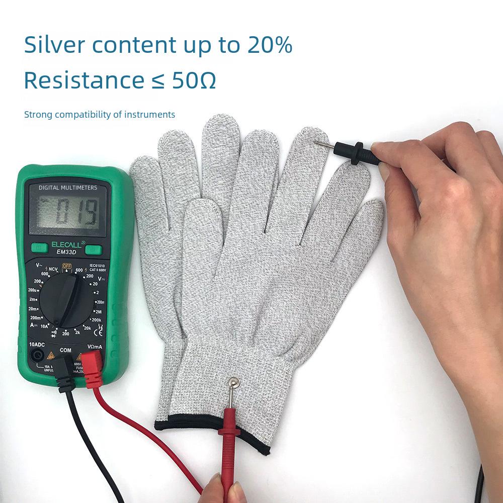 Luvas de massagem condutivas de terapia de fibra de prata para eletroterapia