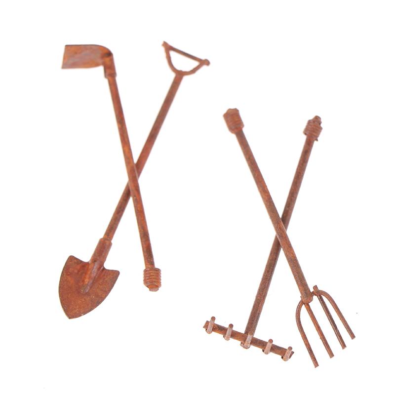 1:12 Dollhouse Mini Shovel Hoe And Pitchfork Farming Tools Fairy Garden Tool
