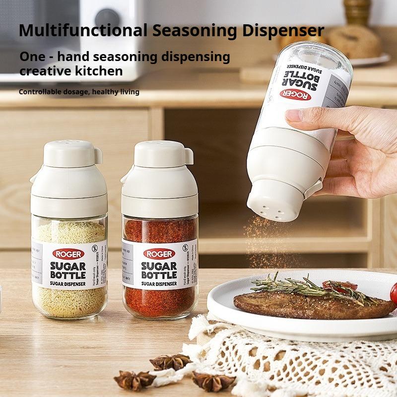 Multi Function Salt Shaker, 250ml Quantitative Dispenser with 3 Opening Modes, Dust Proof Spice Jar for Kitchen