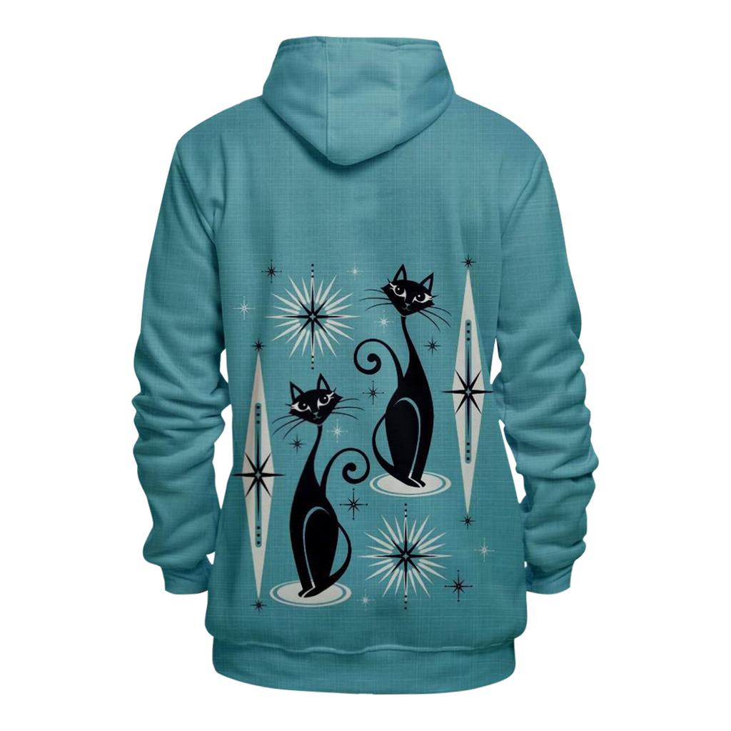 Volný pánský a dámský svetr s dlouhým rukávem a kapucí s módním potiskem