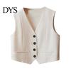Short Design Outerwear For Women Waistcoat Vest Vintage Sleeveless Dressy Suit Casual Button Up Layering V-Neck Tuxedo for Daily Wear Office