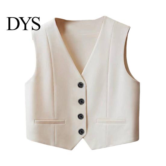 Short Design Outerwear For Women Waistcoat Vest Vintage Sleeveless Dressy Suit Casual Button Up Layering V-Neck Tuxedo for Daily Wear Office
