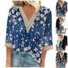 Women's Shirt Blouse Casual Loose Shirts 3/4 Sleeve Lace Trims Print V Neck Tops Print Tops T-shirts Tee