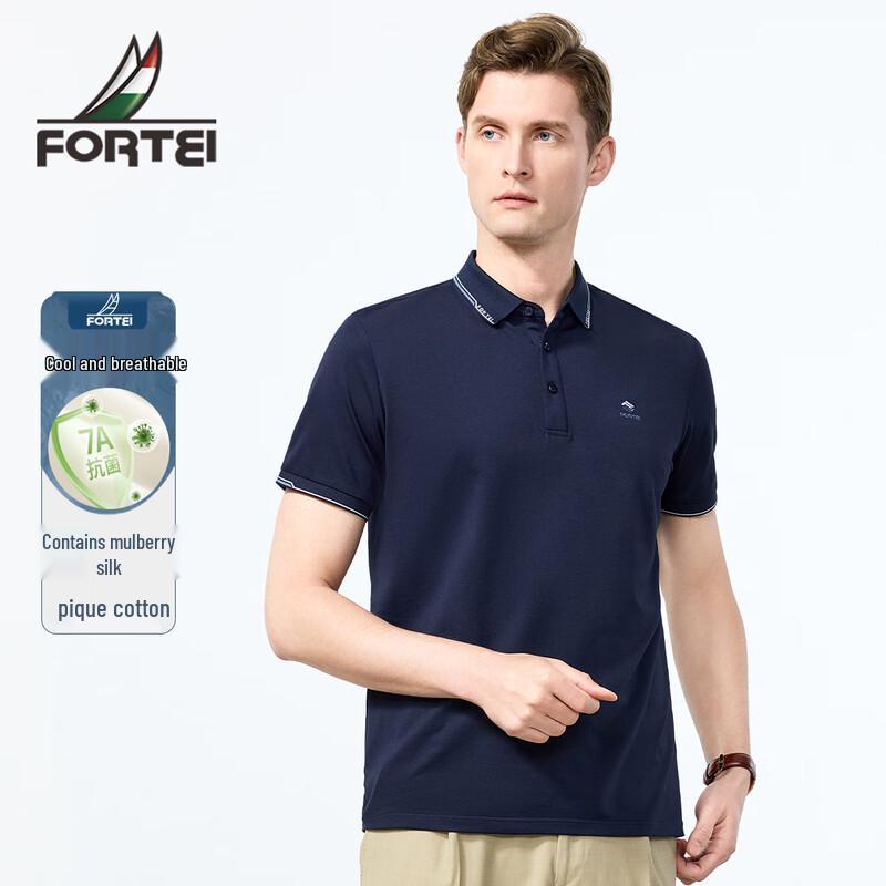 

FORTEI Men s 7A Anti-Bacterial Mulberry Silk Blend Polo Shirt XL