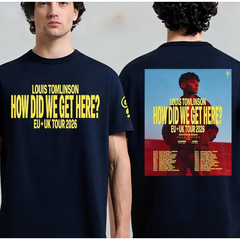 2026 Tour Dates for The Retro Concert Pattern T-Style Louis Tomlinson's _How We Got Here_ From _O and Y Tour Concerts_ -