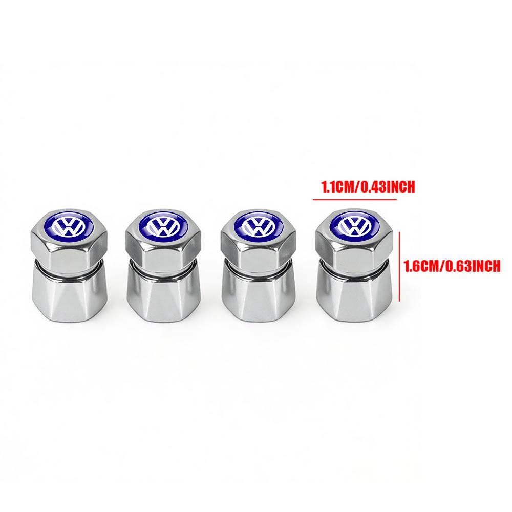 For Volkswagen b44Pcs Aluminum Car Tire Valve Caps Diamond Tyre Valve Airtight Cover Waterproof Dust For VW Jetta Golf EOS New R Auto Accessories