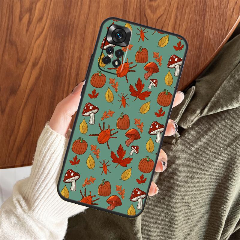 Autumn Leaves Fall Pumpkin Case For Xiaomi Redmi Note 14 Pro 13 12 11 10 15 Pro Plus Redmi 15 C 13 10C 12C 13C 14C Cover