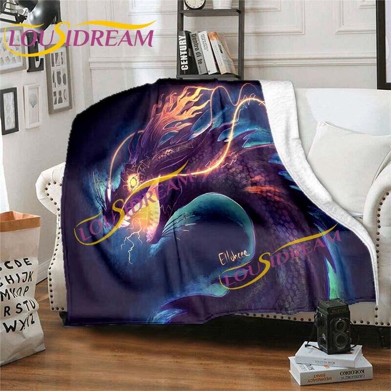 Dračí kreslené přikrývky Dračí přikrývky Anime Dračí flanelové přikrývky Pohovka Přehoz přes postel Měkké teplé přikrývky Dětské přikrývky Domácí dekorace