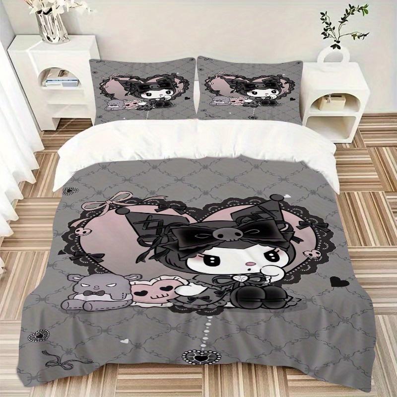 3pcs Sanrio Love Kuromi Bedding Set, Including 1 Quilt Cover and 2 Pillow Shams,Soft and Comfortable Home Bedroom.S077