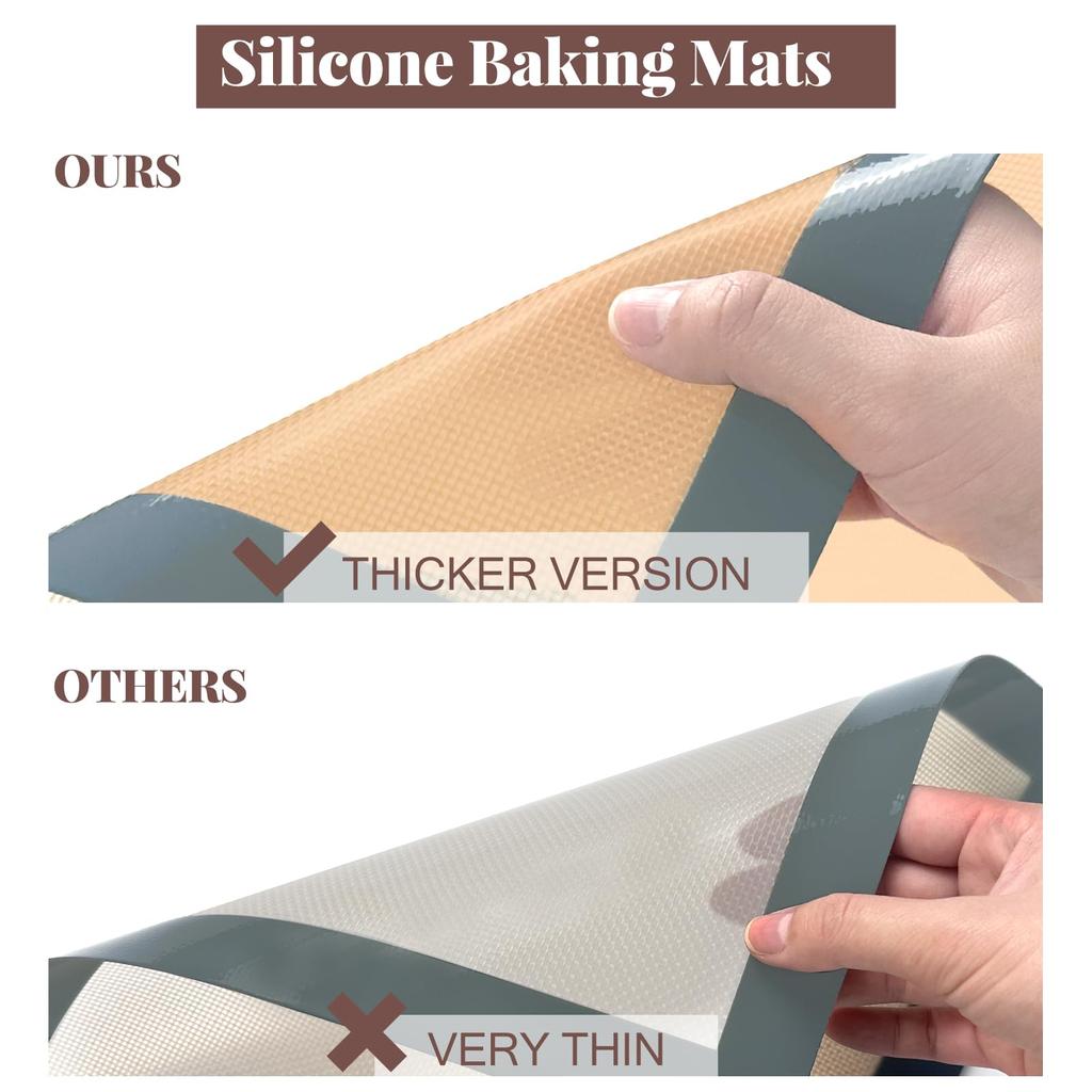 3PC 11/16" Silicone Baking Mat Rectangular Non-Stick Food Safe Baking Mat Nonstick Heat Resistant Oven Mats Toaster Liner Sheet