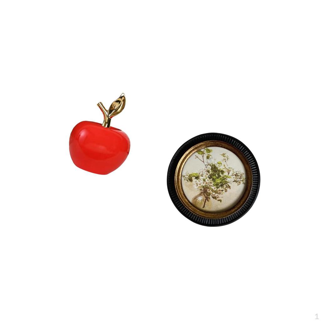Ceramic Fruit Sculpture And Antique Embossed Resin Photo Frame Combination for Cafe Decoration