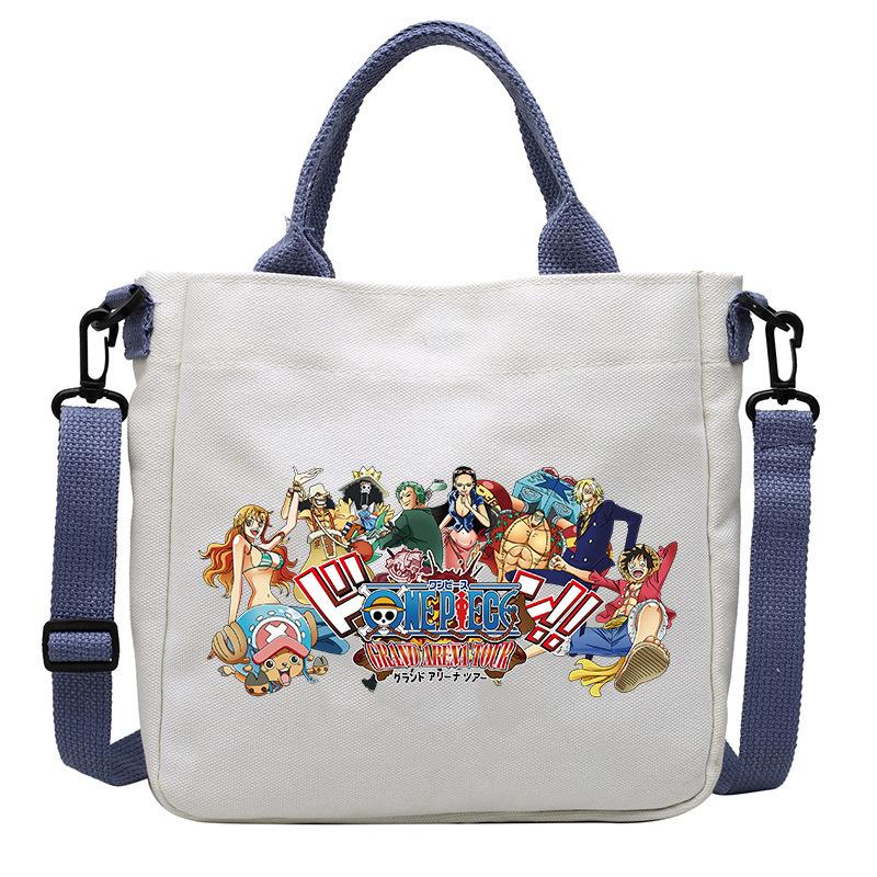 One Piece Canvas Bags Luffy Cartoon Anime Figures Print Shoulder Bag Outdoor Large Capacity Trendy Crossbody Handbag Gifts Poseable Articulated Scale