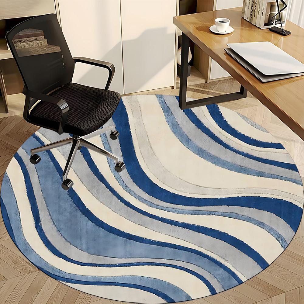 1pc Ocean Waves Office Round Area Rug, Under Office Chairs Bedroom Living Room Home Decor, Room Deco, Available in Various Sizes