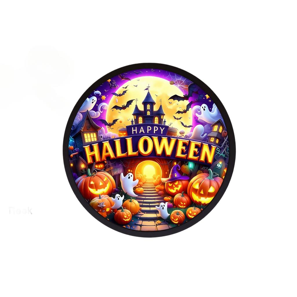 Halloween LED Light Up Hanging Sign for Home Decor (Batteries Not Included)