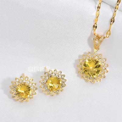 Sonnenblumen-Halskette Damen Einfach Hoher Trend Vielseitig Zirkonia-Anhänger Schlüsselbein-Accessoires