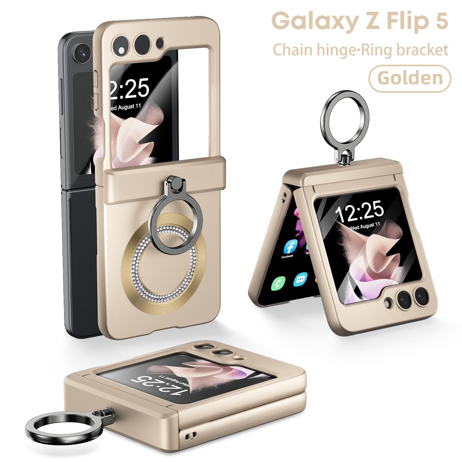 

Чехол для Samsung Galaxy Z Flip 5, приятный для кожи, блестящий, магнитный, с беспроводной зарядкой, складной шарнирный кронштейн с зеркальной пленкой