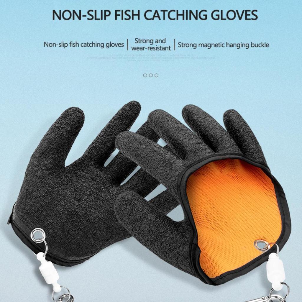Fishing Gloves Anti-Slip Protect Hand from Puncture Scrapes  Fisherman Professional Catch Fish Latex Hunting Gloves