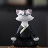 Hot Sales Animal Resin Crafts Sitting Meditation White Fox Meditation Garden Bonsai Decoration Courtyard Landscaping Decoration