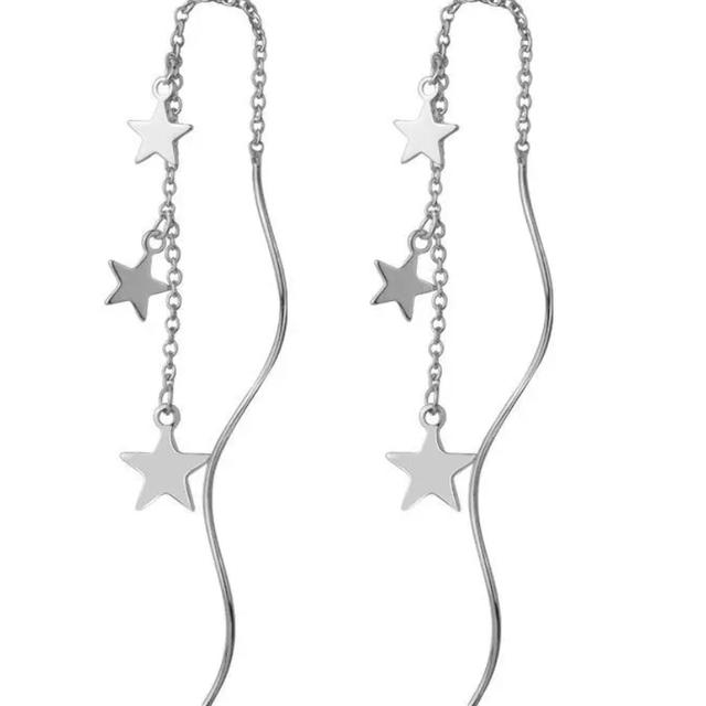 ANENJERY Lange Quaste Asymmetrische Tropfen Ohrringe für Frauen Einfache Temperament Lange Kette Earline Fashion Party Schmuck 2023 Neue