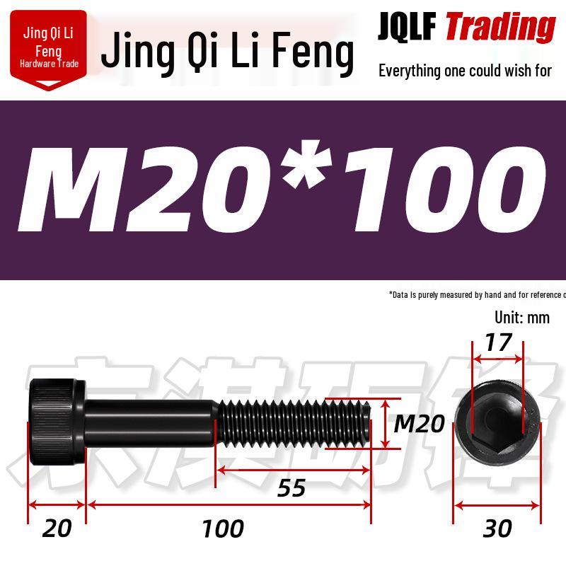 M18-20 High-Strength Black Hex Socket Head Cap Screws with Knurled Cylindrical Bolts